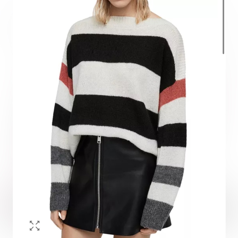 AllSaints Black 
Women Suwa Striped Sweater L